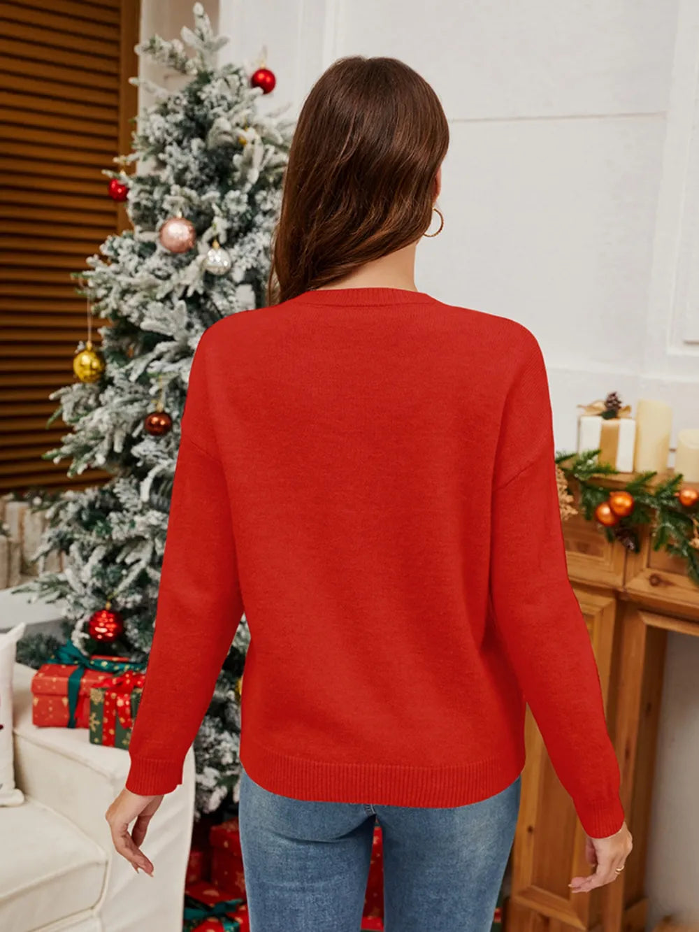 Sequin Candy Cane Long Sleeve Sweater