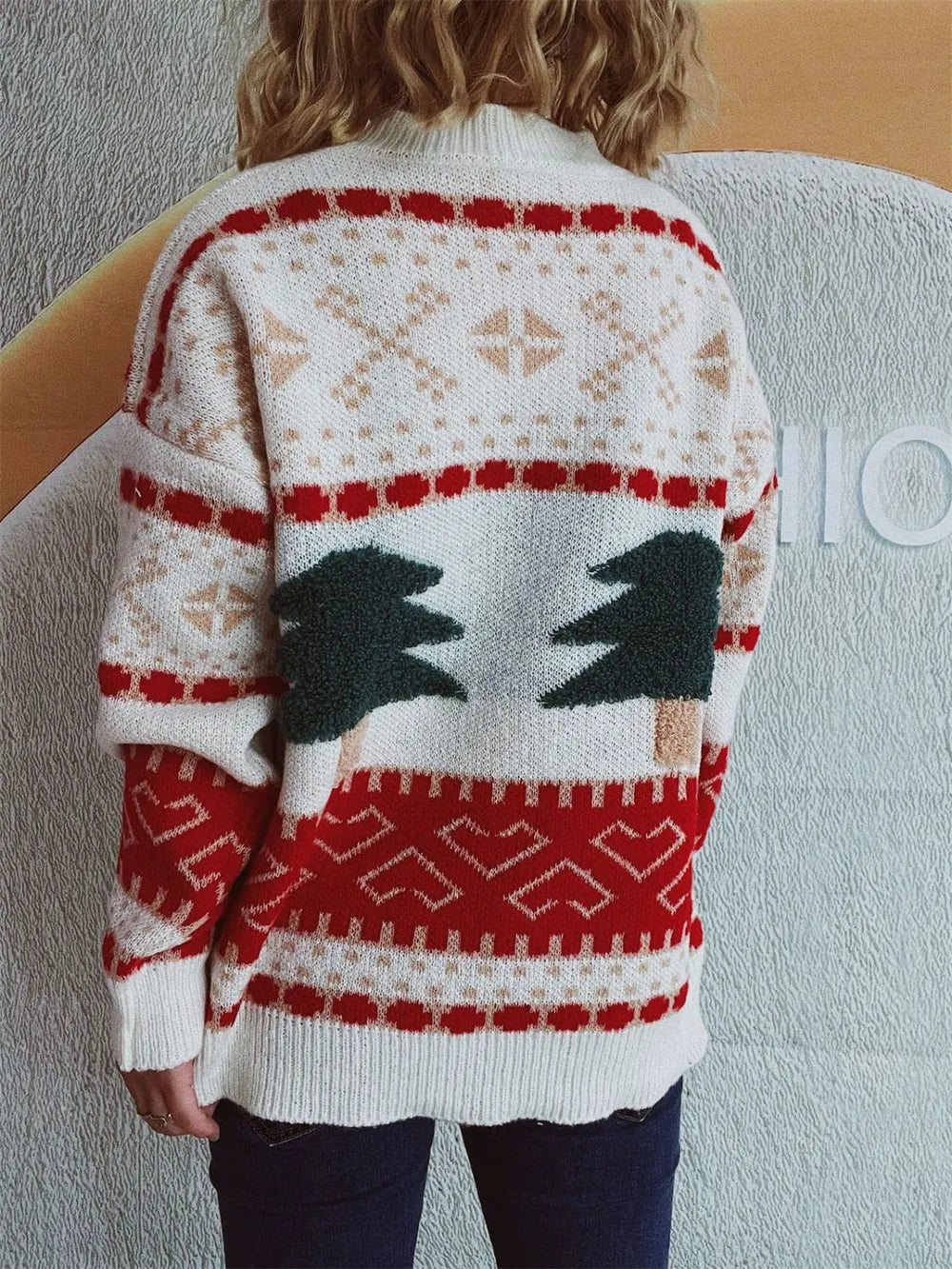 Whimsical Christmas Tree Jacquard Sweater
