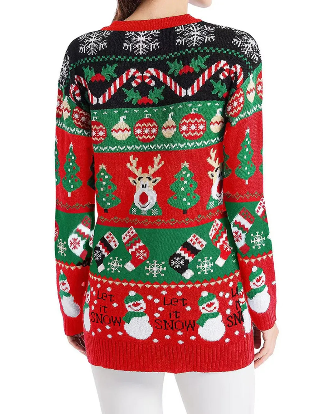 Festive Christmas Reindeer Snowmen Sweater for Women