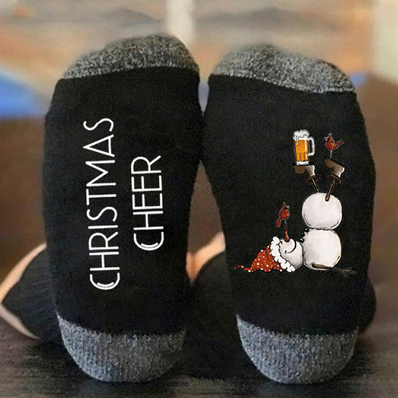 Playful Christmas Snowman Color Block Socks