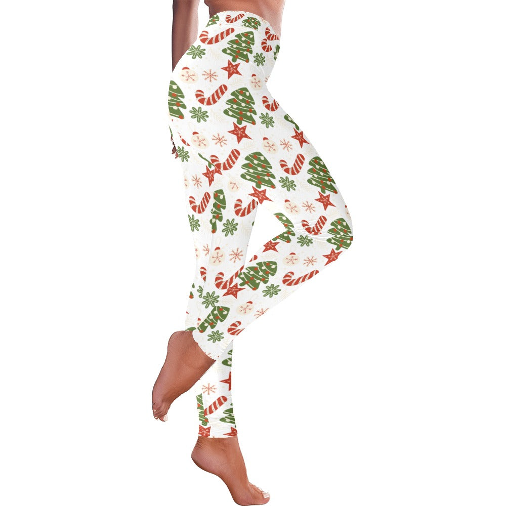 Christmas Tree & Candy Canes Women's All-Over Low Rise Leggings