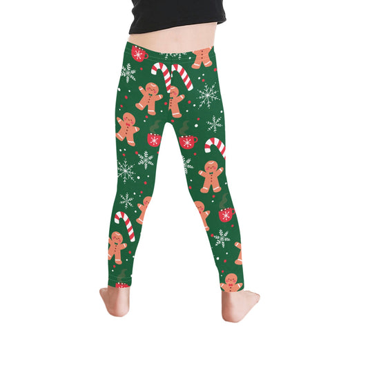 Festive Green Gingerbread Man Girls Leggings