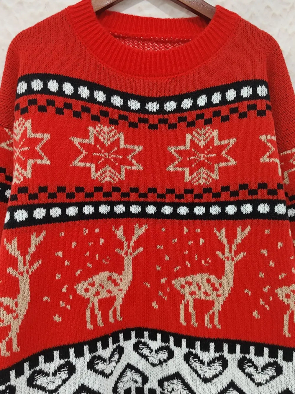 Festive Christmas Round Neck Long Sleeve Sweater