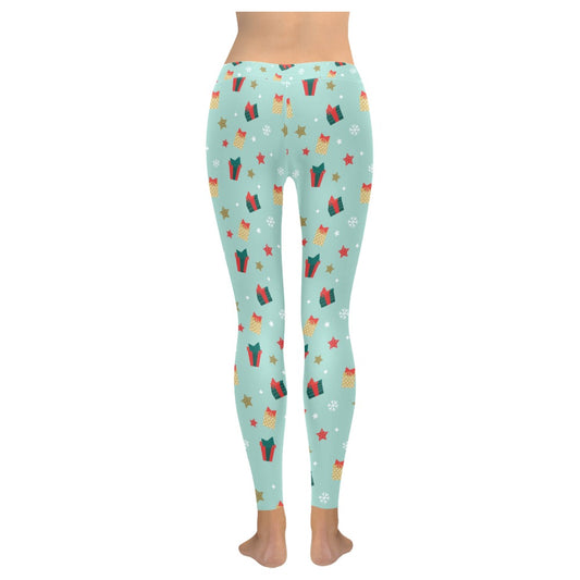 Festive Christmas-Themed All-Over Low Rise Leggings for Women