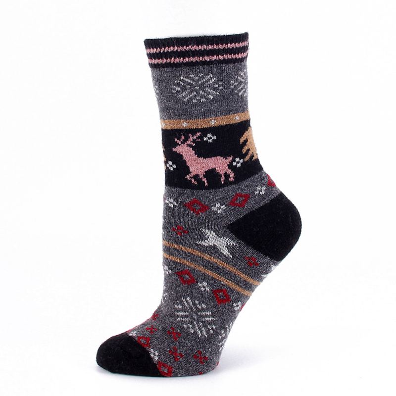 Playful Christmas Elk Woolen Socks