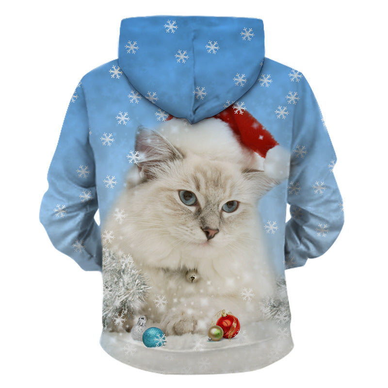 Unisex Funny Christmas Cat Snowman Sweater with Pockets