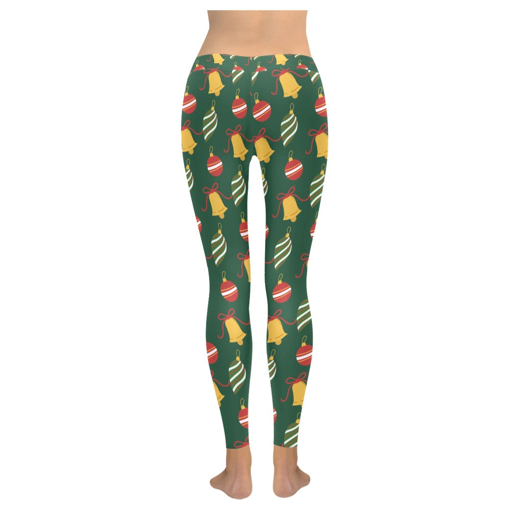 Dark Green Christmas Ornaments All-Over Low Rise Leggings