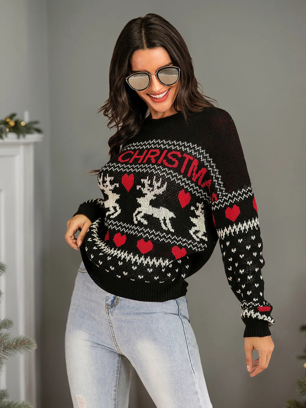 Festive Christmas Element Round Neck Sweater