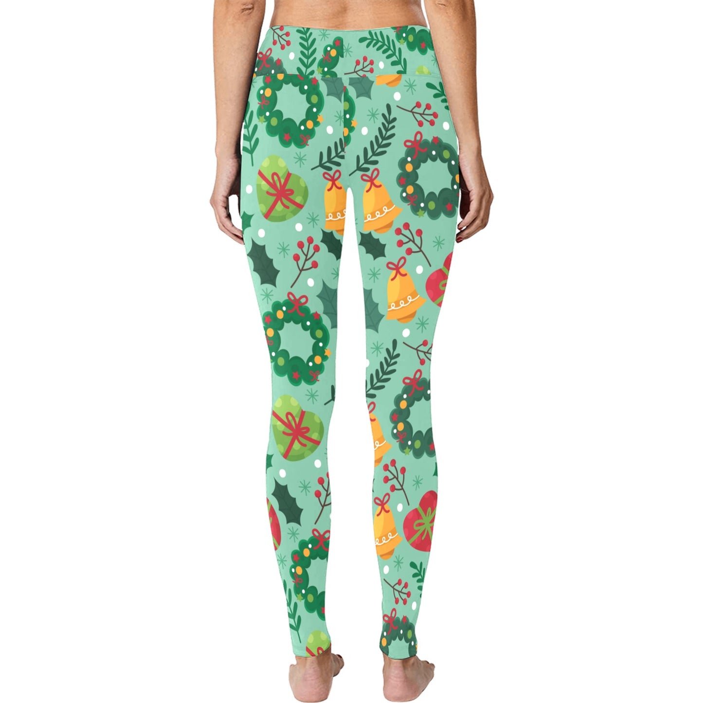 Green Wreath Christmas Running Women's Workout Leggings