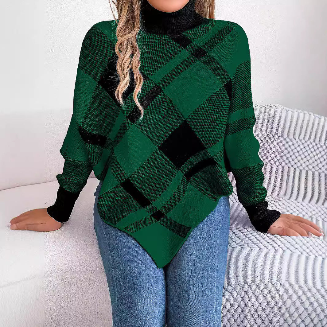 Playful Christmas Contrast Color Cape Sweater
