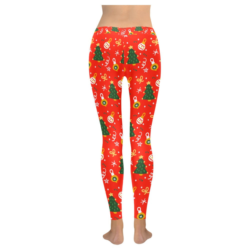 Festive Red Christmas Tree Women's All-Over Low Rise Leggings