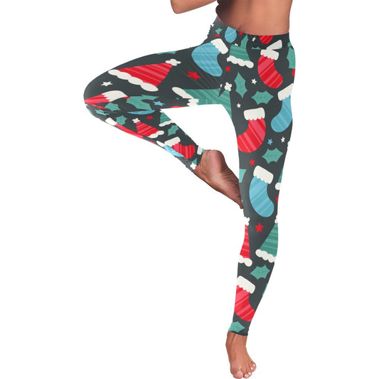 Festive Christmas Stockings & Caps Women's Leggings