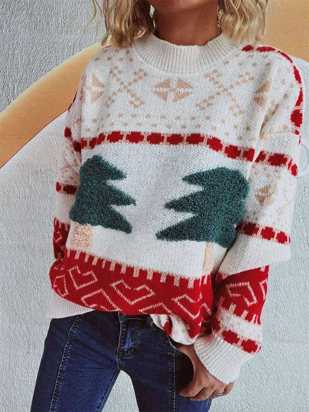 Whimsical Christmas Tree Jacquard Sweater