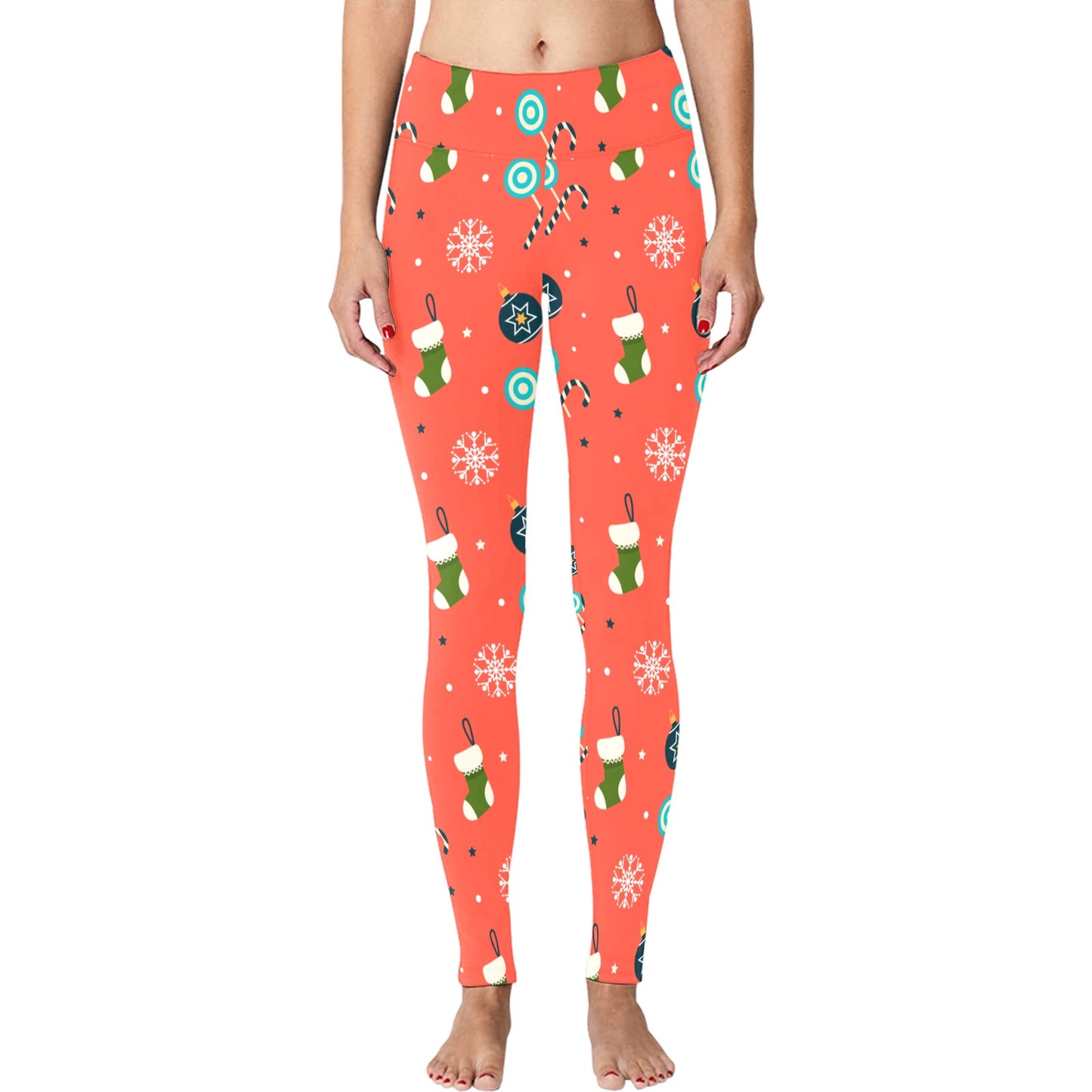 Red Christmas Running Women's Workout Leggings