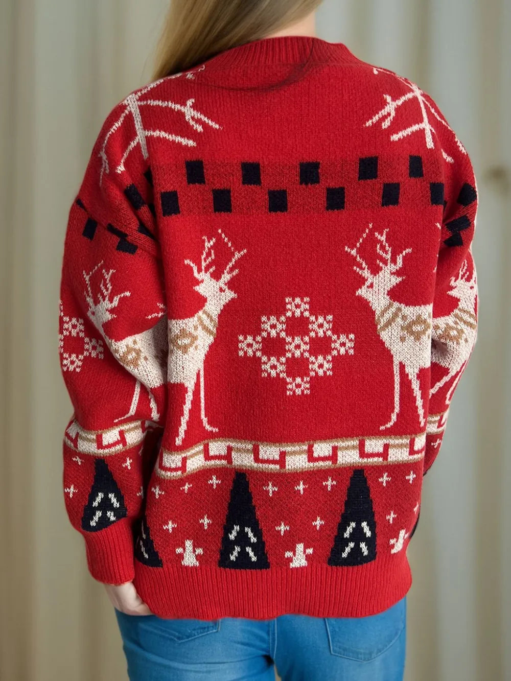 Festive Christmas Element Round Neck Long Sleeve Sweater