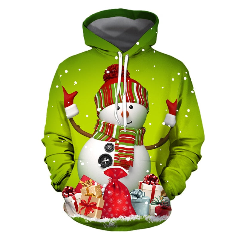 Unisex Funny Christmas Cat Snowman Sweater with Pockets