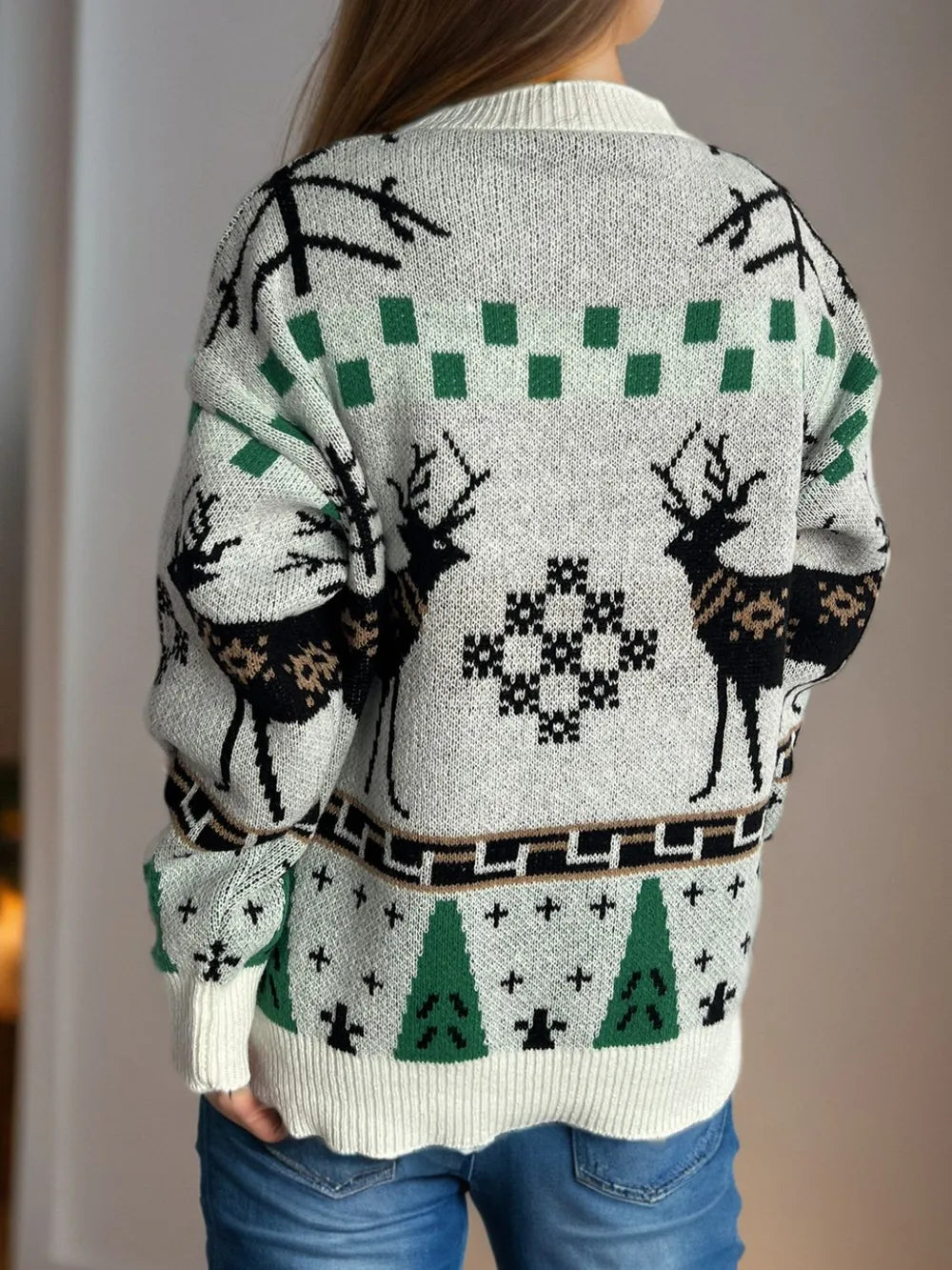 Festive Christmas Element Round Neck Long Sleeve Sweater