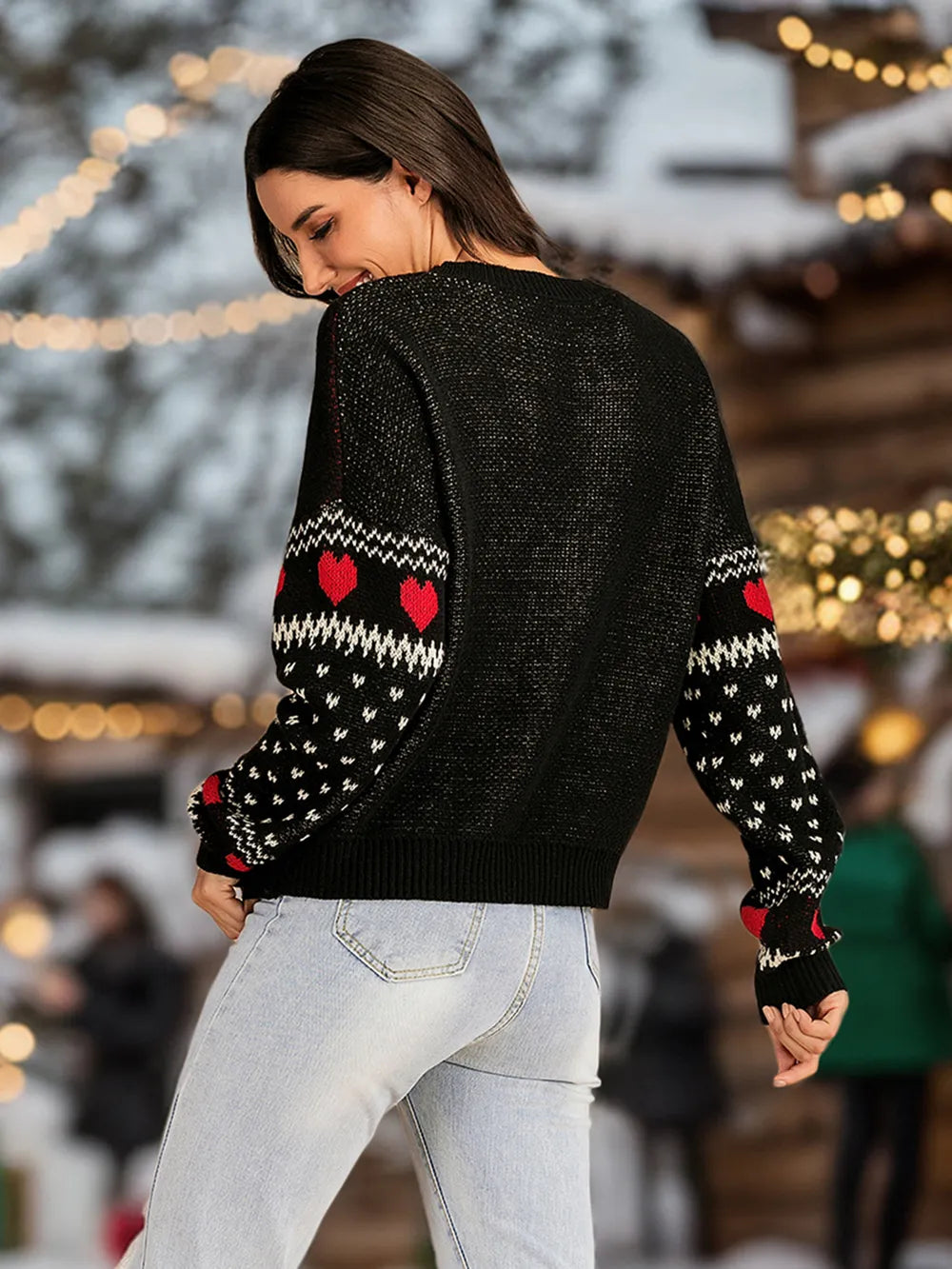 Festive Christmas Element Round Neck Sweater