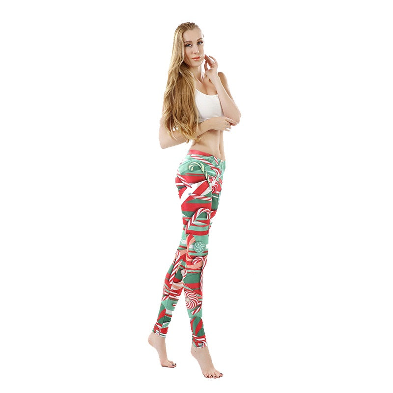 Christmas Lollipop Printed Leggings for Women
