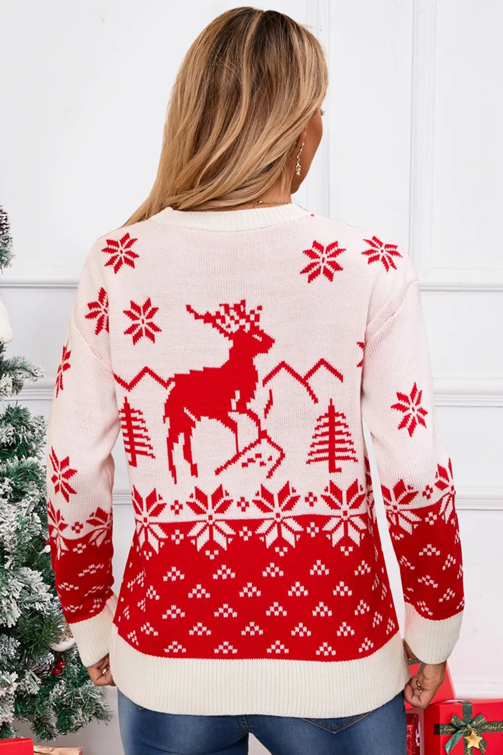 Angel Wings Deer Pattern Christmas Sweater