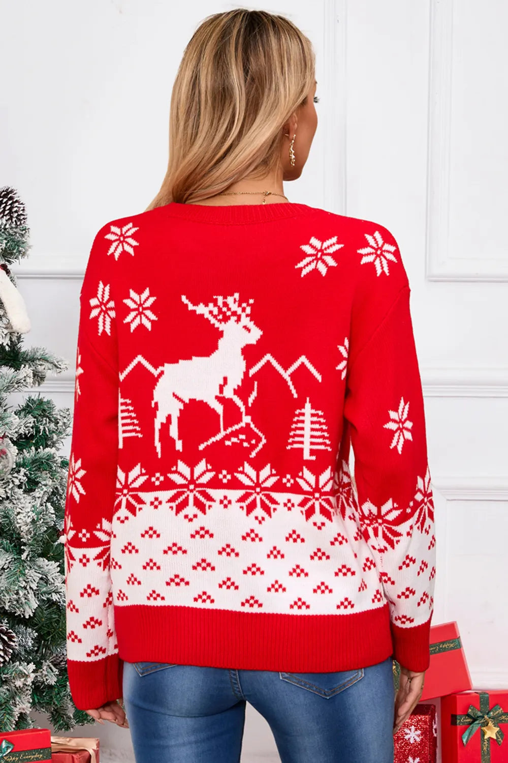 Angel Wings Deer Pattern Christmas Sweater