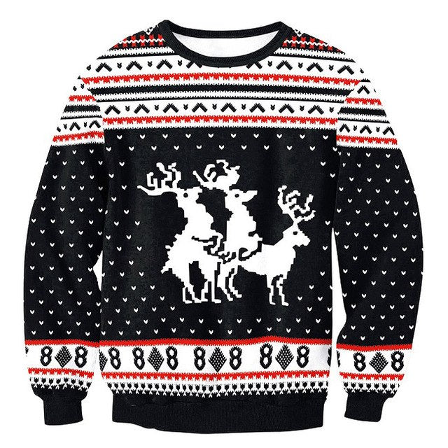 Sika Deer 3D Printed Christmas Hooded Sweatshirt