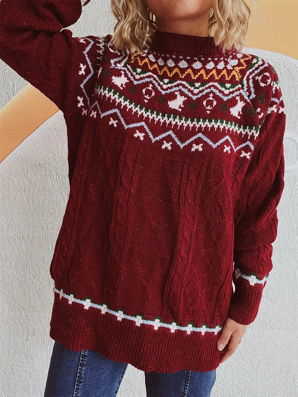 Cozy Christmas Fried Dough Twists Pullover Sweater