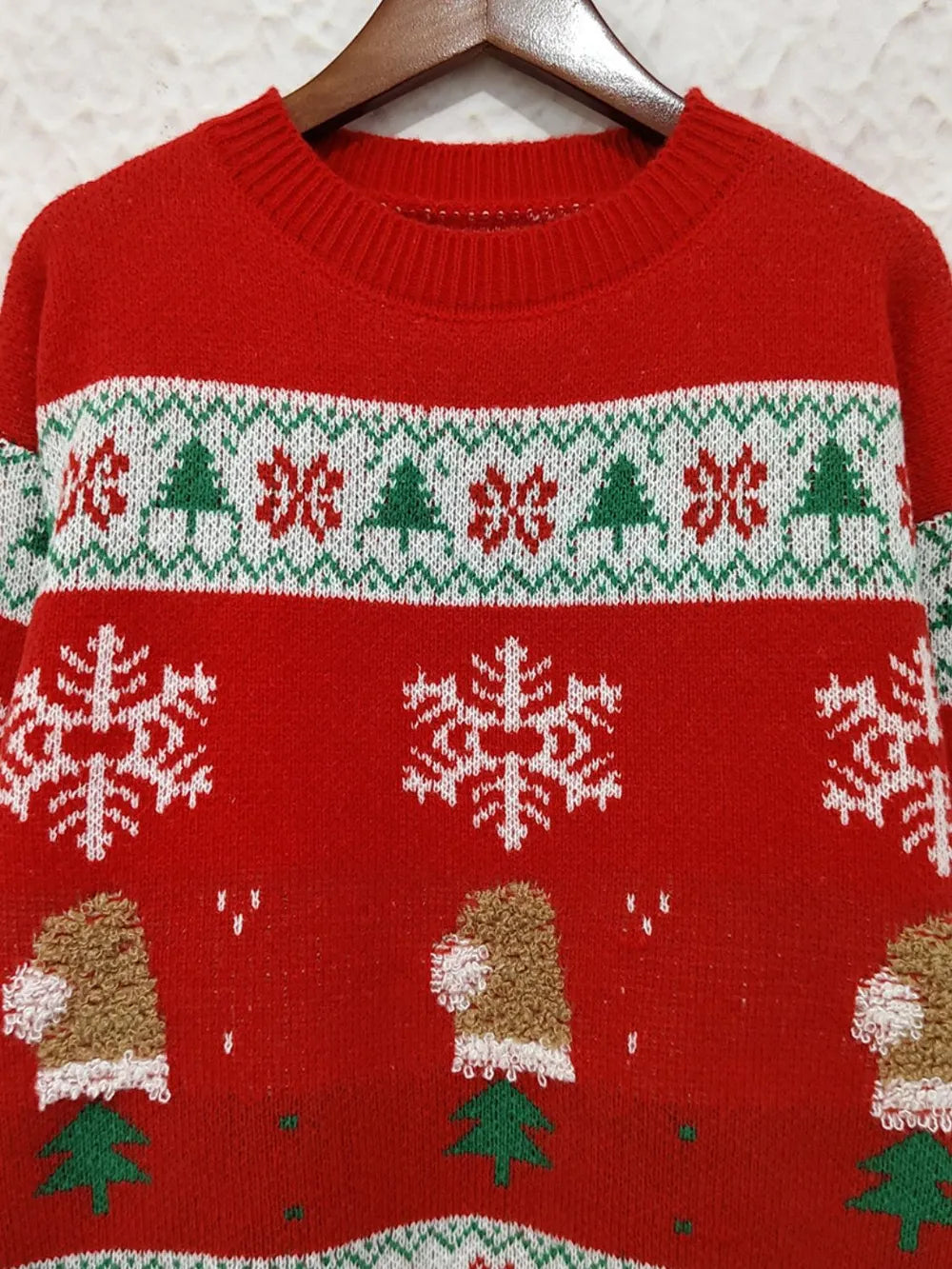 Festive Christmas Element Round Neck Long Sleeve Sweater