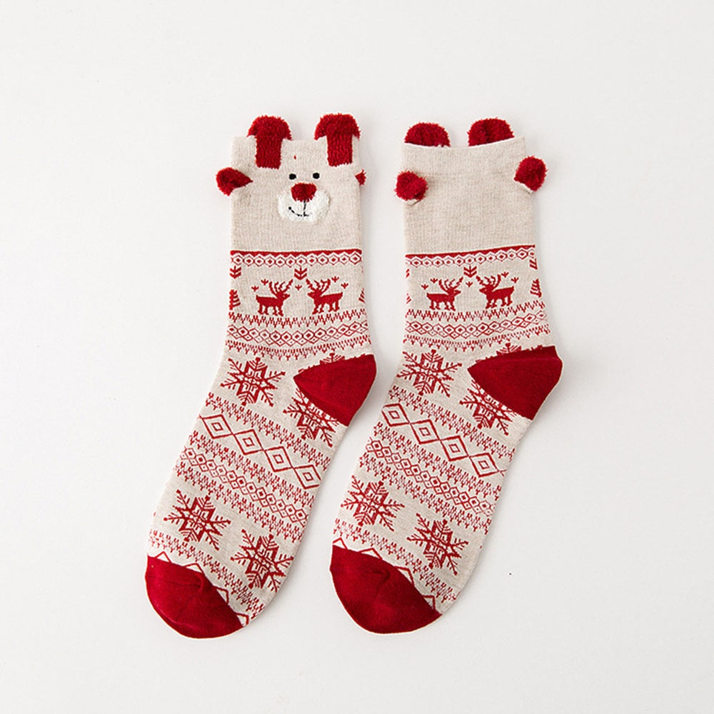 Cute Santa Claus & Deer Christmas Socks for Women
