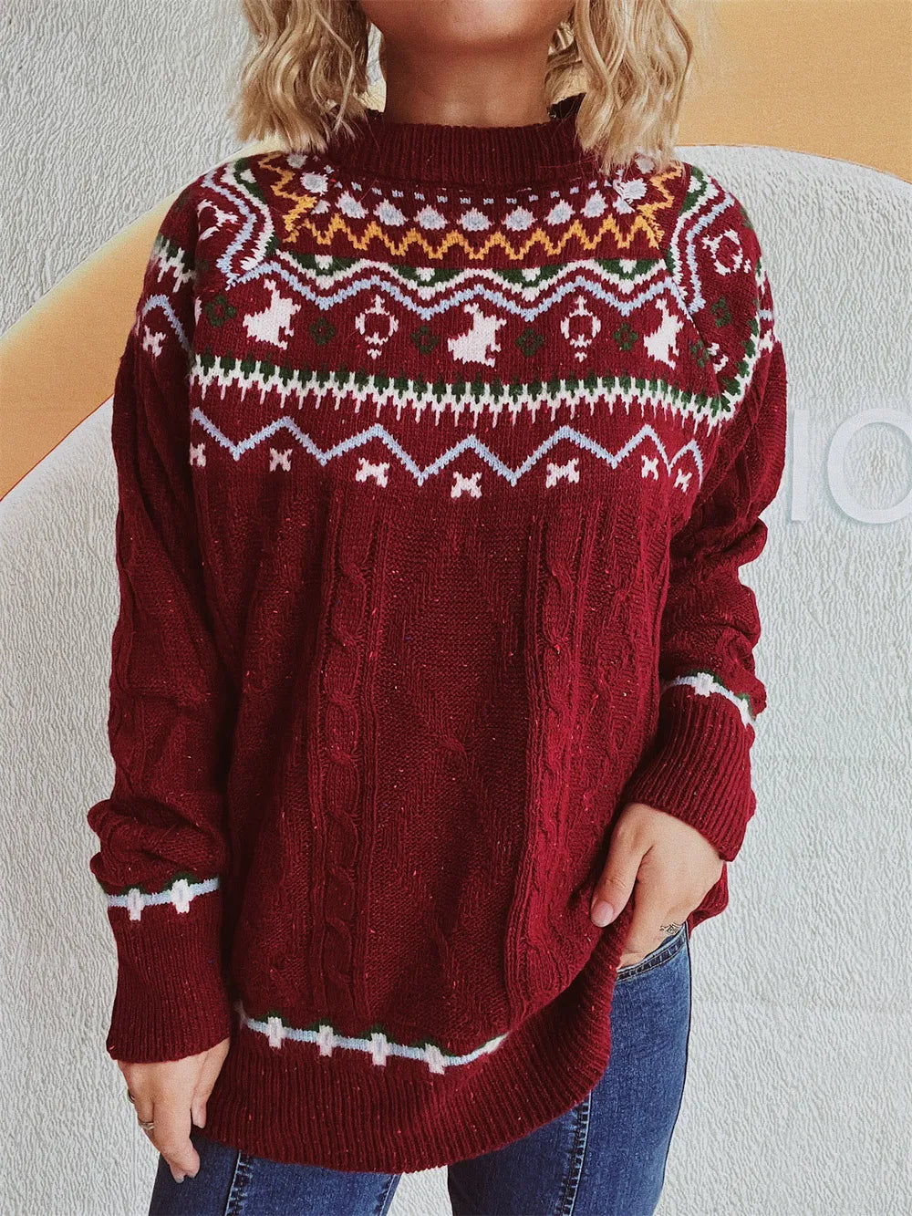 Cozy Christmas Fried Dough Twists Pullover Sweater