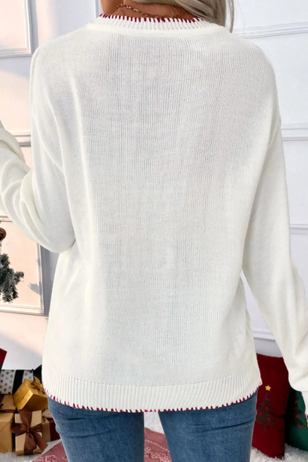 Cozy Christmas Ribbon Bow Sweater for Women