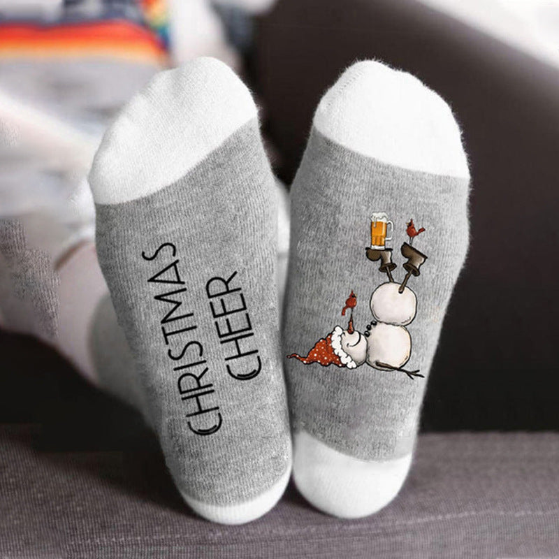 Playful Christmas Snowman Color Block Socks