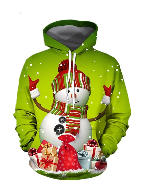 Unisex Funny Christmas Cat Snowman Sweater with Pockets