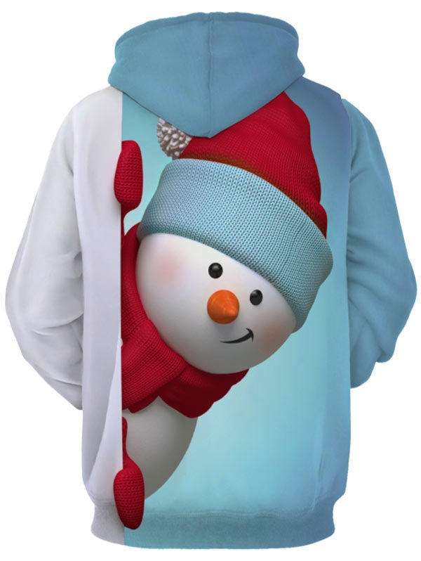 Kangaroo Pocket 3D Print Snowman Christmas Hoodie