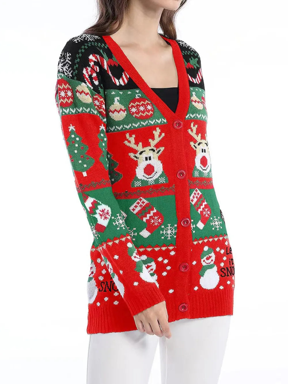 Festive Christmas Reindeer Snowmen Sweater for Women