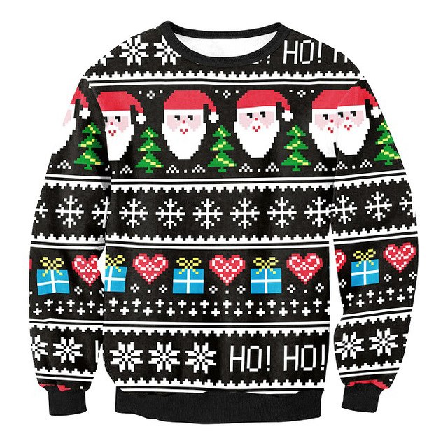 Playful 3D Printed Ugly Christmas Hoodie