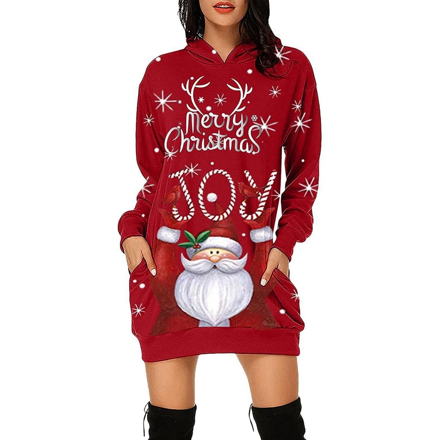 Cozy Christmas Long Sleeve Sweater Dress for Women