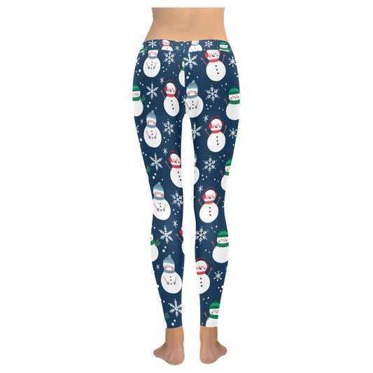 Christmas Snowman Dark Blue Women's All-Over Low Rise Leggings