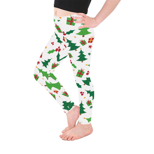 Festive Christmas Trees & Presents Girls Leggings