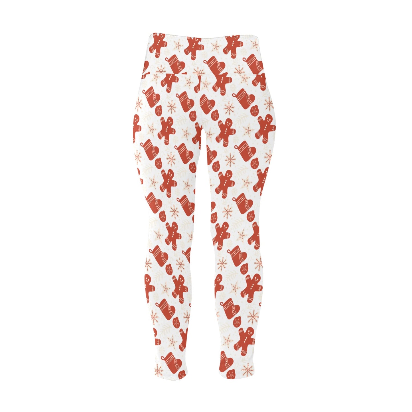 Gingerbread Man Women's High Waist Leggings (Plus Size)