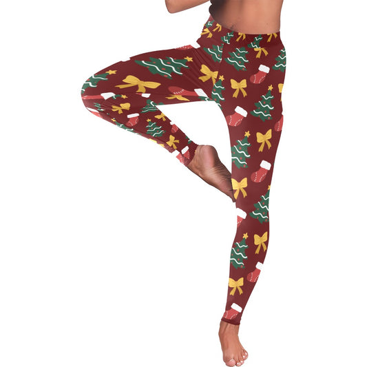 Christmas Tree Bow Women's All-Over Low Rise Leggings