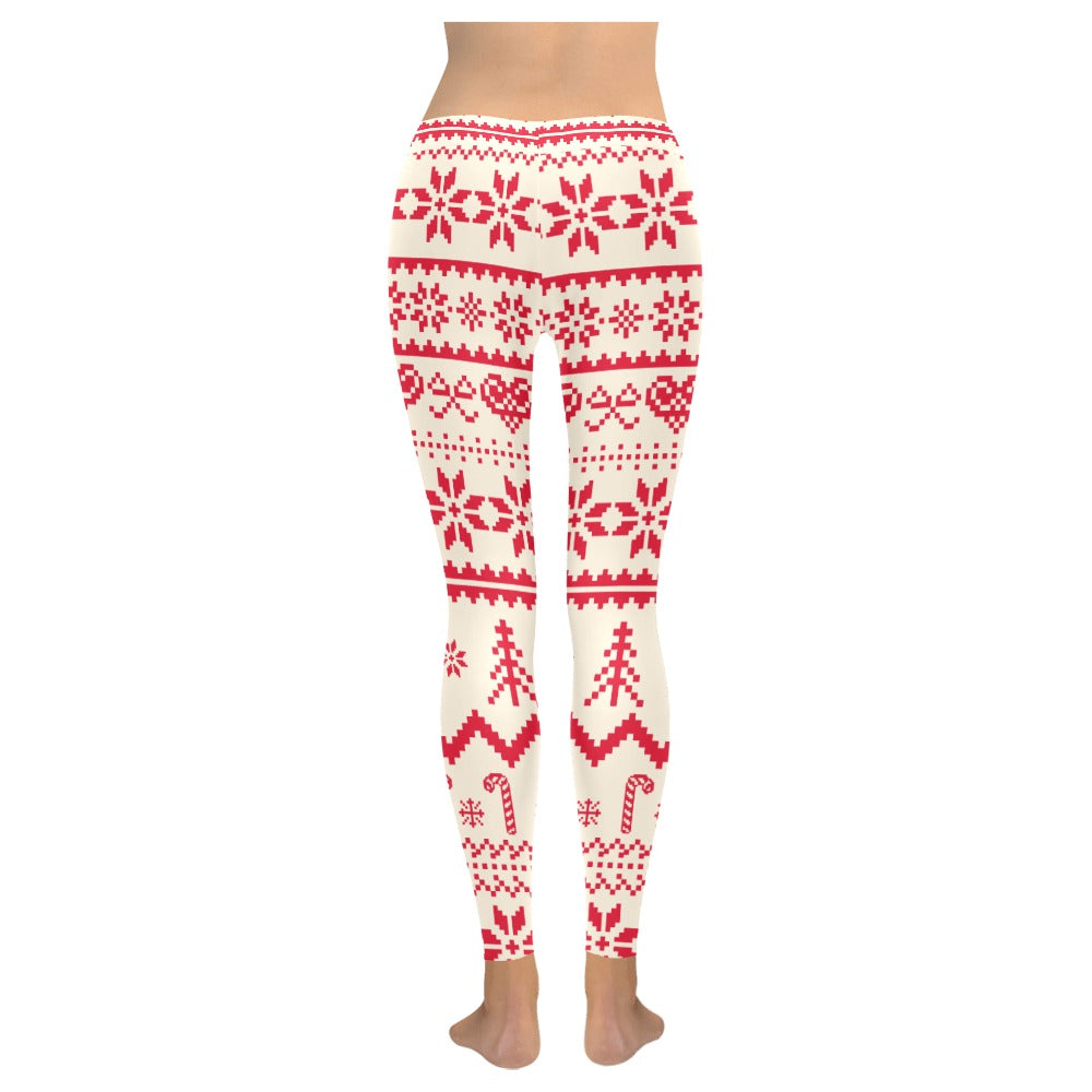 Festive Christmas Quilt Pattern Women's Low Rise Leggings