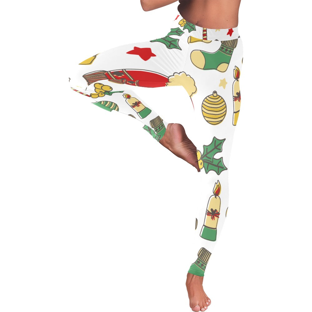 Festive White Christmas Women's All-Over Low Rise Leggings