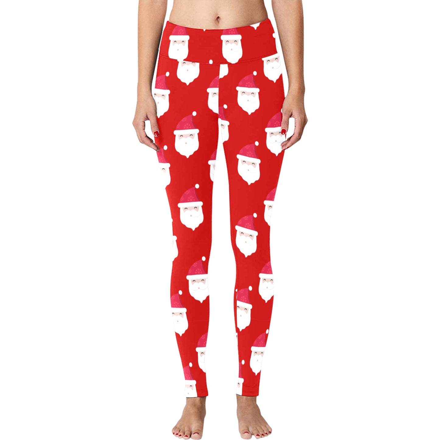 Red Santa Christmas Running Women's Workout Leggings