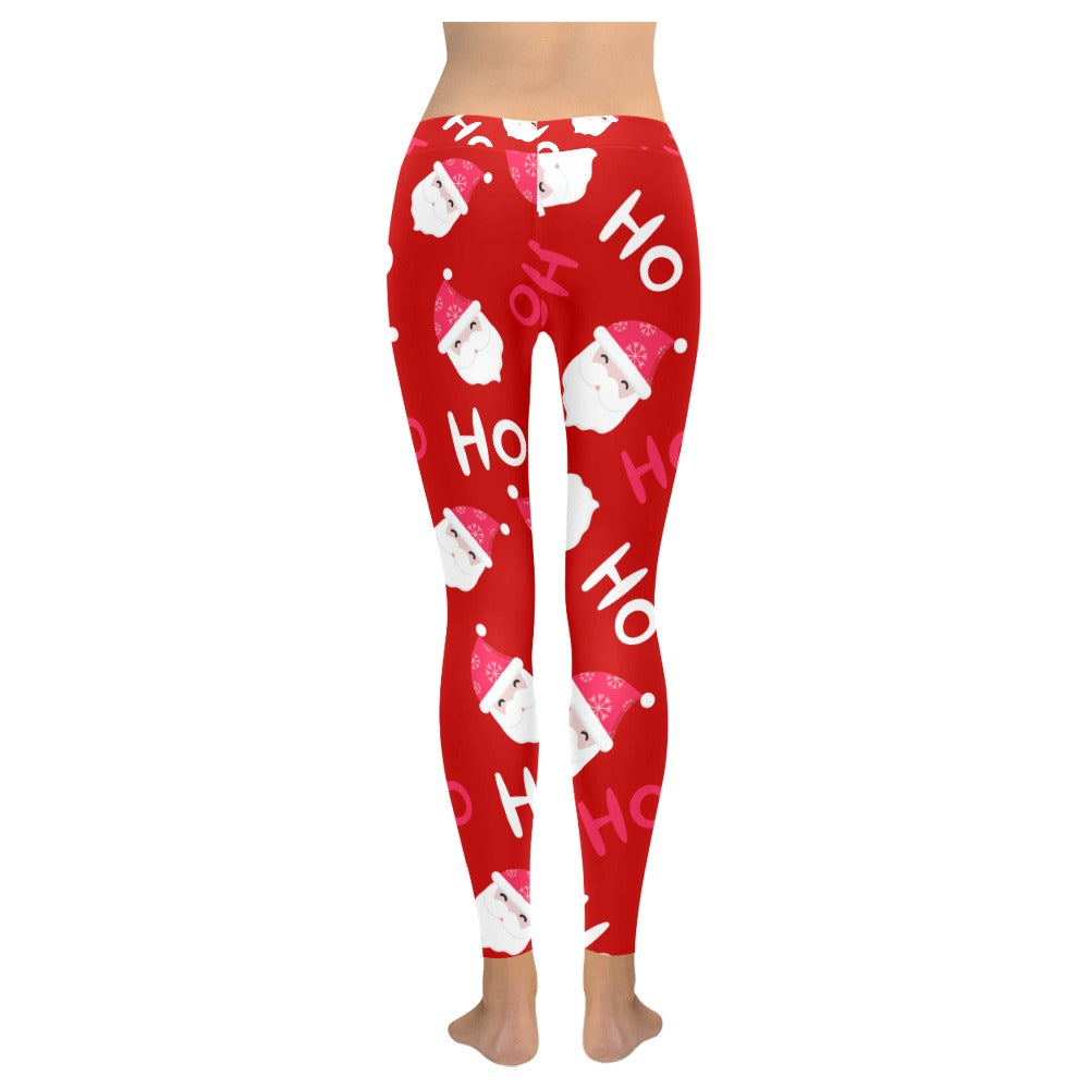 Festive Pink and Red HO HO HO Women's Christmas Leggings