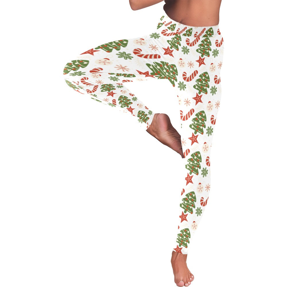 Christmas Tree & Candy Canes Women's All-Over Low Rise Leggings