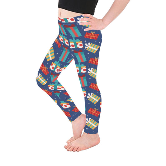Blue Christmas Presents All-Over Print Girls Leggings