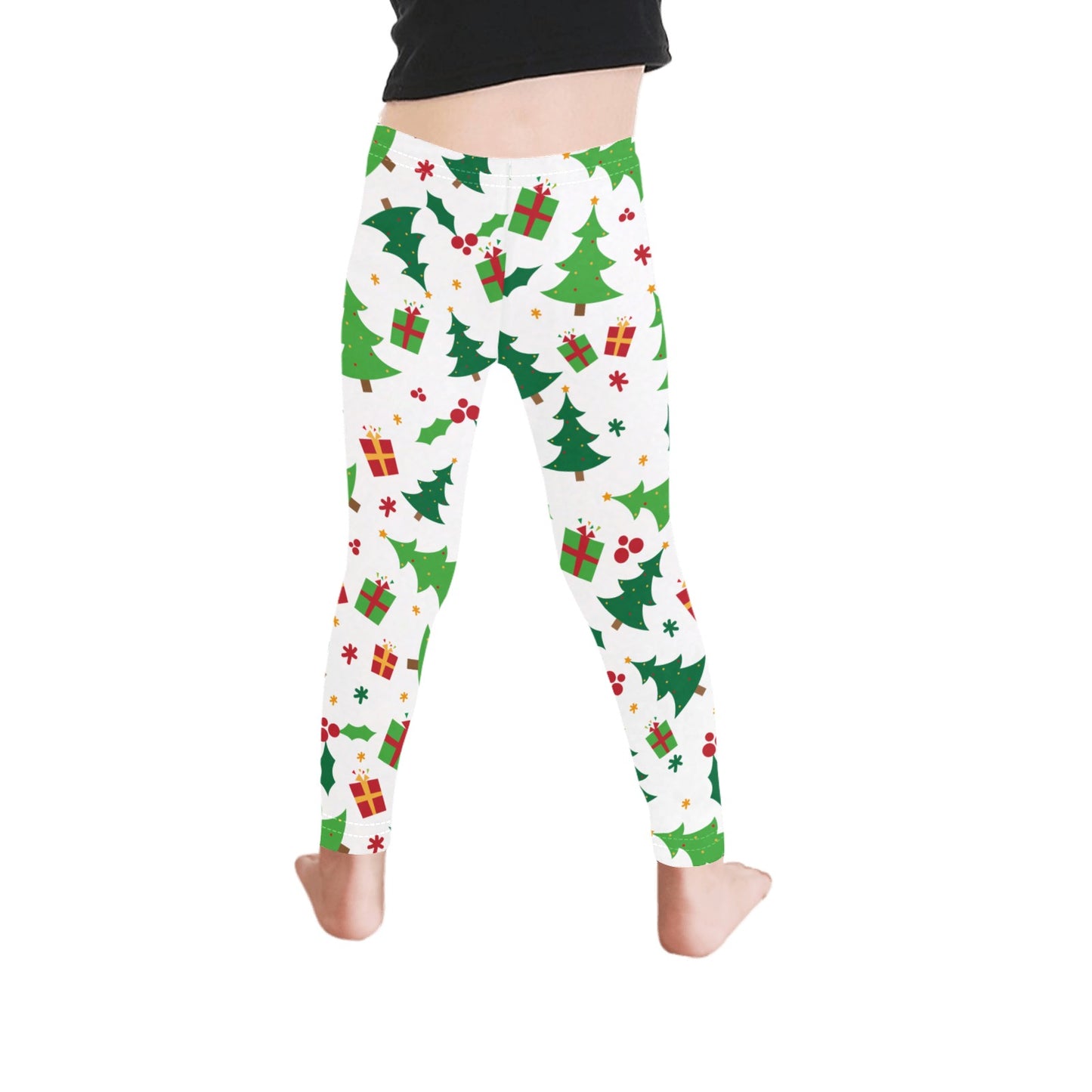 Festive Christmas Trees & Presents Girls Leggings
