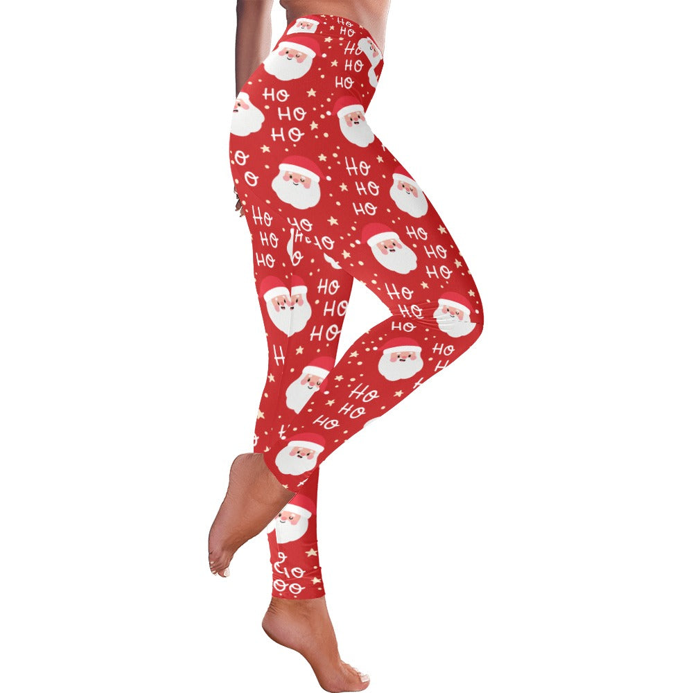 Red Santa Ho Ho Ho Christmas Women's All-Over Low Rise Leggings