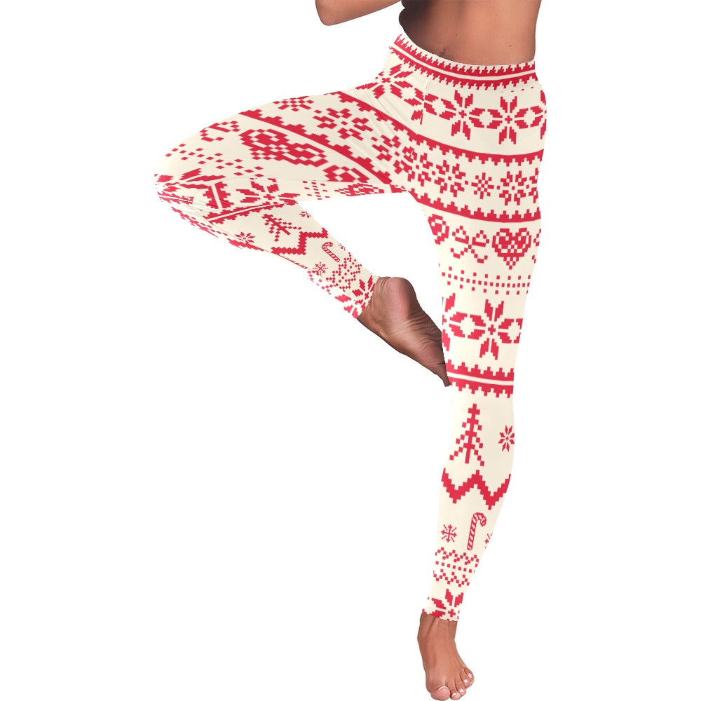Festive Christmas Quilt Pattern Women's Low Rise Leggings